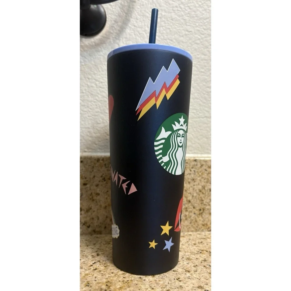 Starbucks CHILL Summer Graffiti Back To School Stainless 24oz Tumbler RARE!